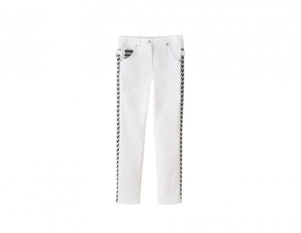 Pantalone bianco con applicazioni
