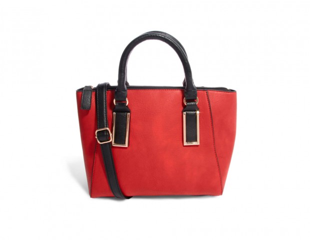 Borsa capiente con manici e tracolla di pelle