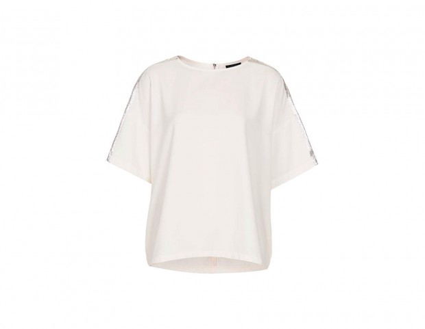 Blusa con strass sulle maniche