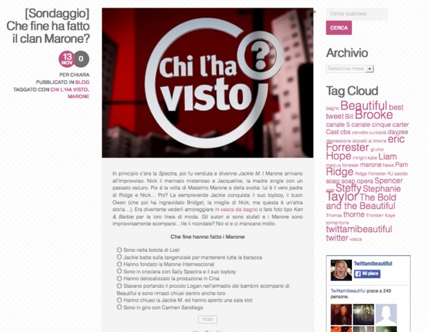 Sondaggio ironico dal sito