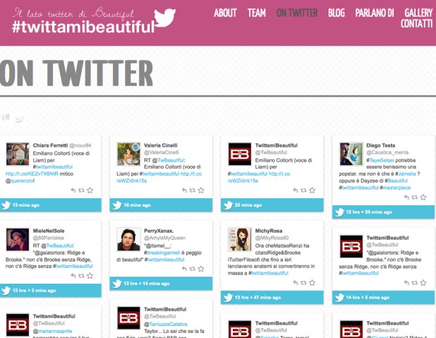 I tweet degli utenti sul sito