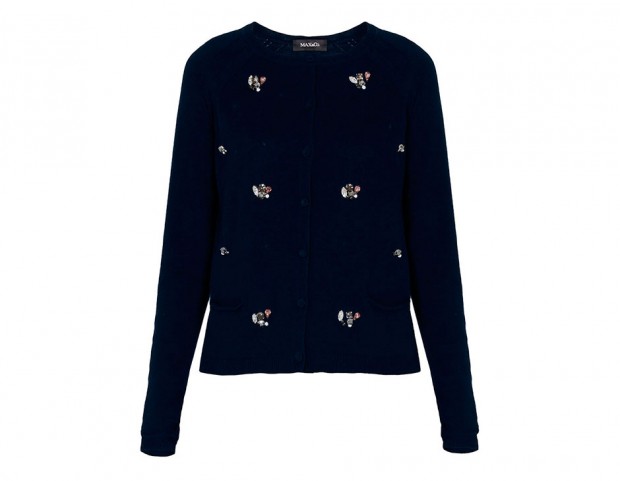 Cardigan in lana e cashmere con cristalli
