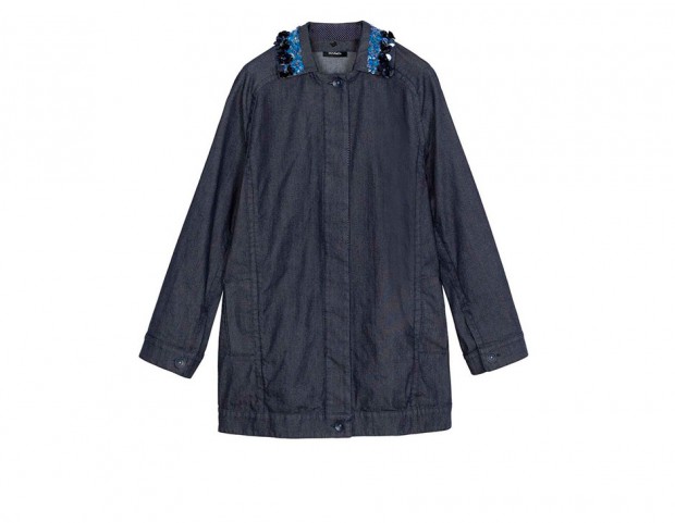 Blouson in denim con collo decor