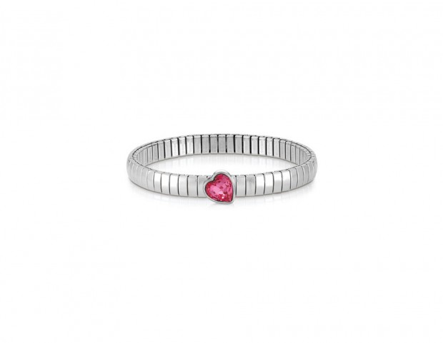 Bracciale in acciaio e cuore Swarovsi