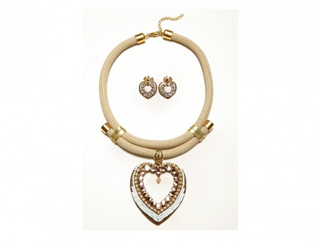 Parure collana e orecchini a cuore