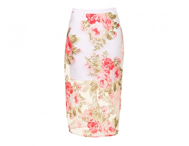Pencil skirt con maxi-rose