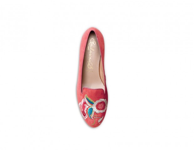 Slippers corallo con ricamo