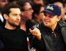 Leonardo DiCaprio and Tobey Maguire at the LA Lakers game.