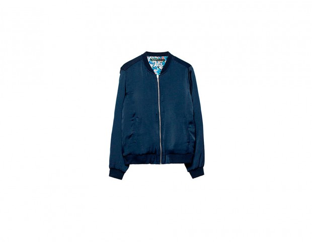 Bomber in satin blu notte