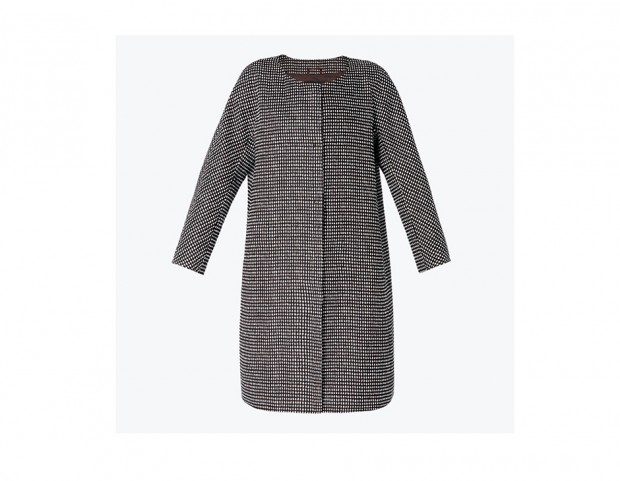 Cappotto in tela di lino dalla stampa geometrica