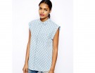 Canotta denim a pois