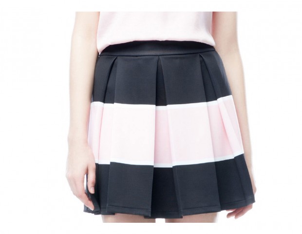 Gonna pleated bicolor