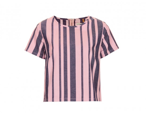 Maglia rosa a righe verticali