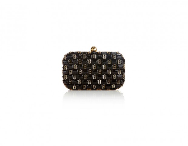 Clutch rigida con strass dorati