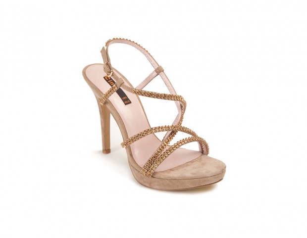 Sandalo con listini con strass Sandalo con listini con strass