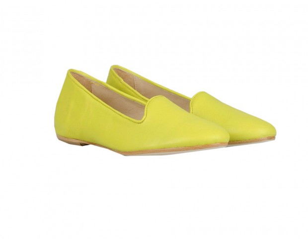 Slippers in pelle giallo limone