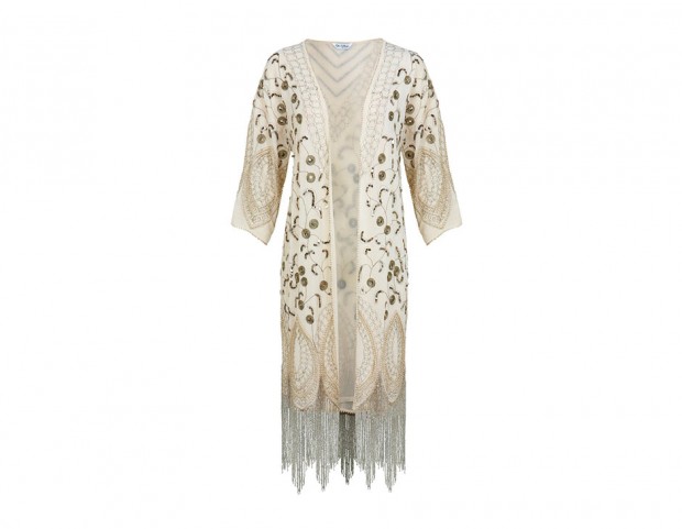 Kimono con frange e ricami