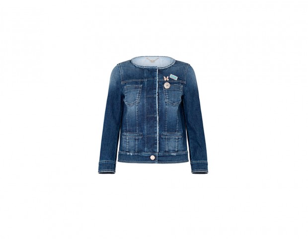 Giacca in denim con spille gioiello