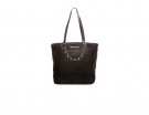 Borsa di pelle nera con catena dorata