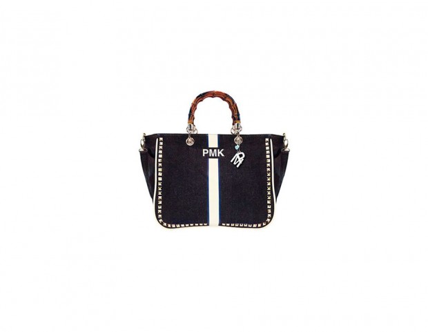 Shopper con manico rigido e borchie applicate