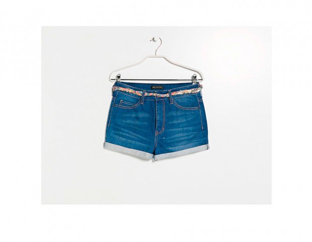 Shorts di jeans con cintura multicolor