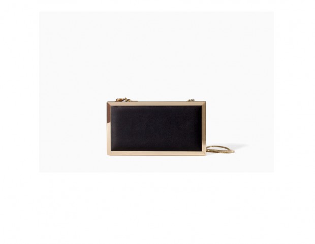 Pochette doppia con catena e profili metallizzati