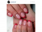 French manicure rossa con stamping floreale