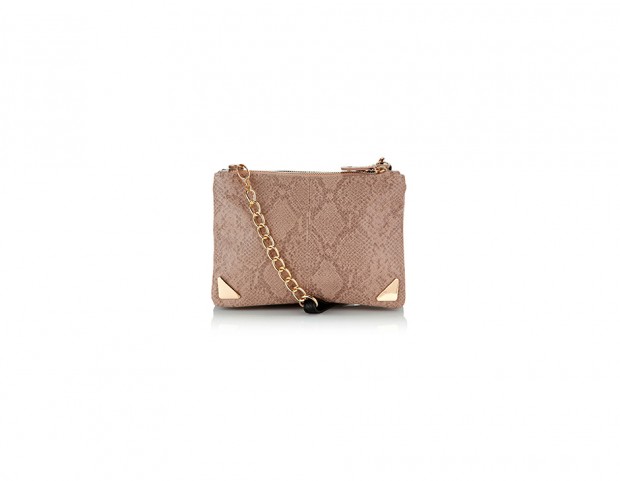 Borsa pitonata con zip e tracolla Borsa pitonata con zip e tracolla