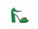Sandalo con tacco e plateau in suede