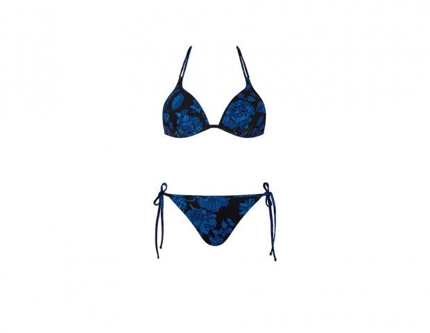 Blu cobalto con fiori esotici
