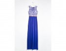 Long dress con corpetto stampato e gonna plissé