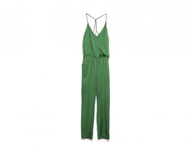 Jumpsuit verde con bretelline sottili