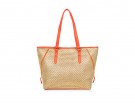 Shopper in paglia con manici a contrasto