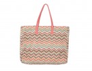 Maxi shopper multicolor con trama zig zag in paglia