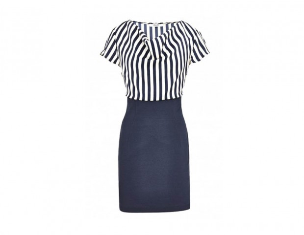 Vestito bicolor con top a righe