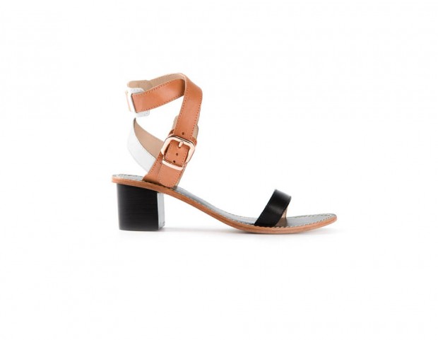 Kitten heels a intreccio bicolor