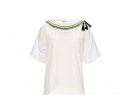 t-shirt in cotone con collo impreziosito