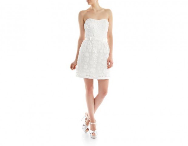 Abito bustier con applicazioni floreali in tessuto Abito bustier con applicazioni floreali in tessuto