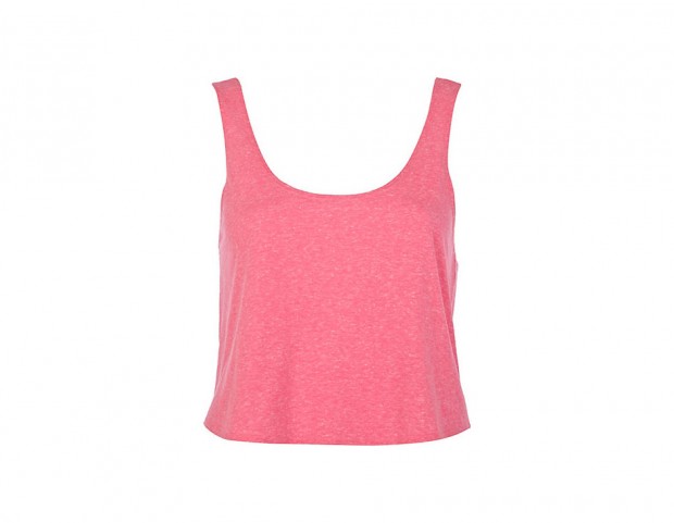 Canotta cropped in jersey rosa shocking