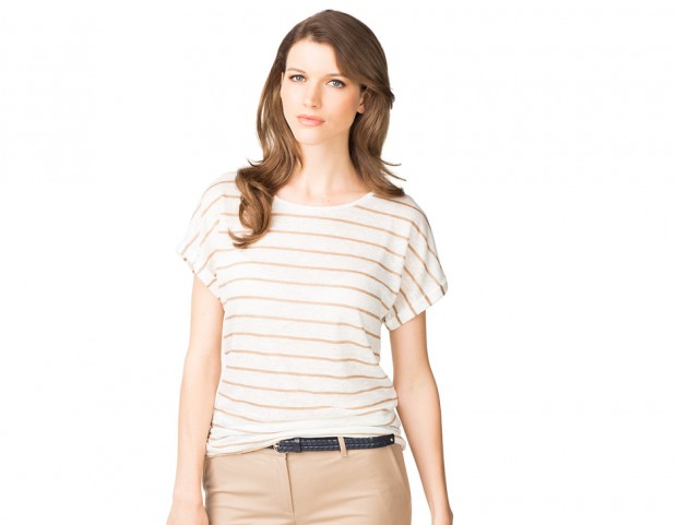 T-shirt in cotone stampata a righe