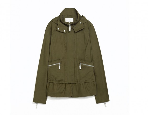 parka con effetto peplo