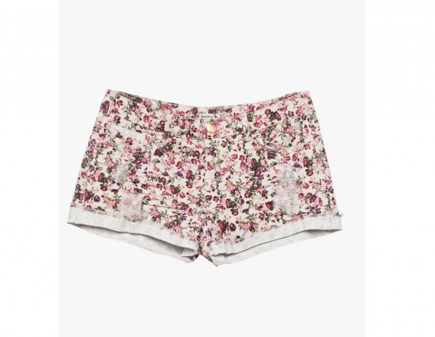 Shorts in denim a stampa floreale