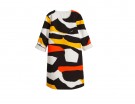 Vestito oversize con maniche a tre quarti in stampa patchwork multicolor