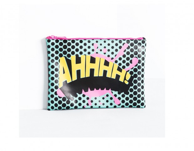 Mini pochette con scritta pop