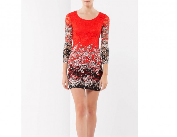 Abito stretch con stampa floreale