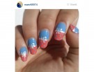 Manicure bicolore con fiocco