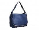 Maxi bag in pelle bluette con tracolla