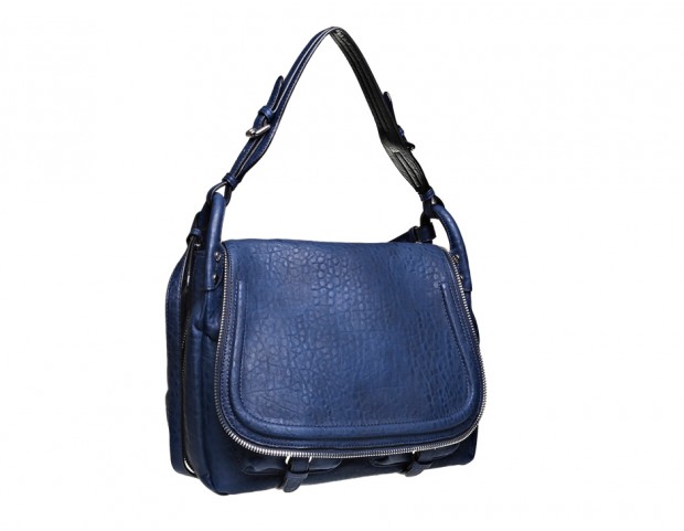 Maxi bag in pelle bluette con tracolla