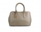 City bag con manici in pelle con dettaglio logato oro