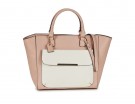 Tote bag con manici in pelle bicolor